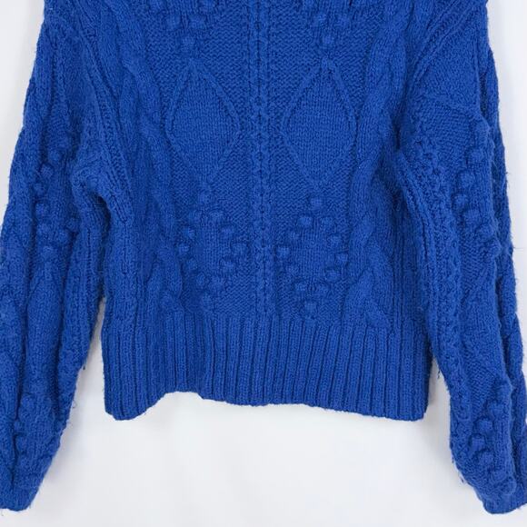 Slate & Willow Women's Bobble Chunky Knit Cardigan Sweater Small Blue - Picture 9 of 14